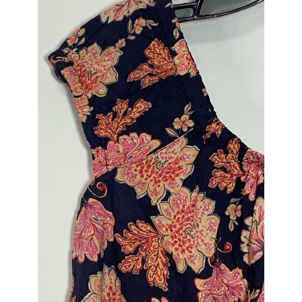 Old Navy Women's Woven Peasant Boho Floral Tie Back Top Blouse Navy Pink Small - Picture 8 of 9